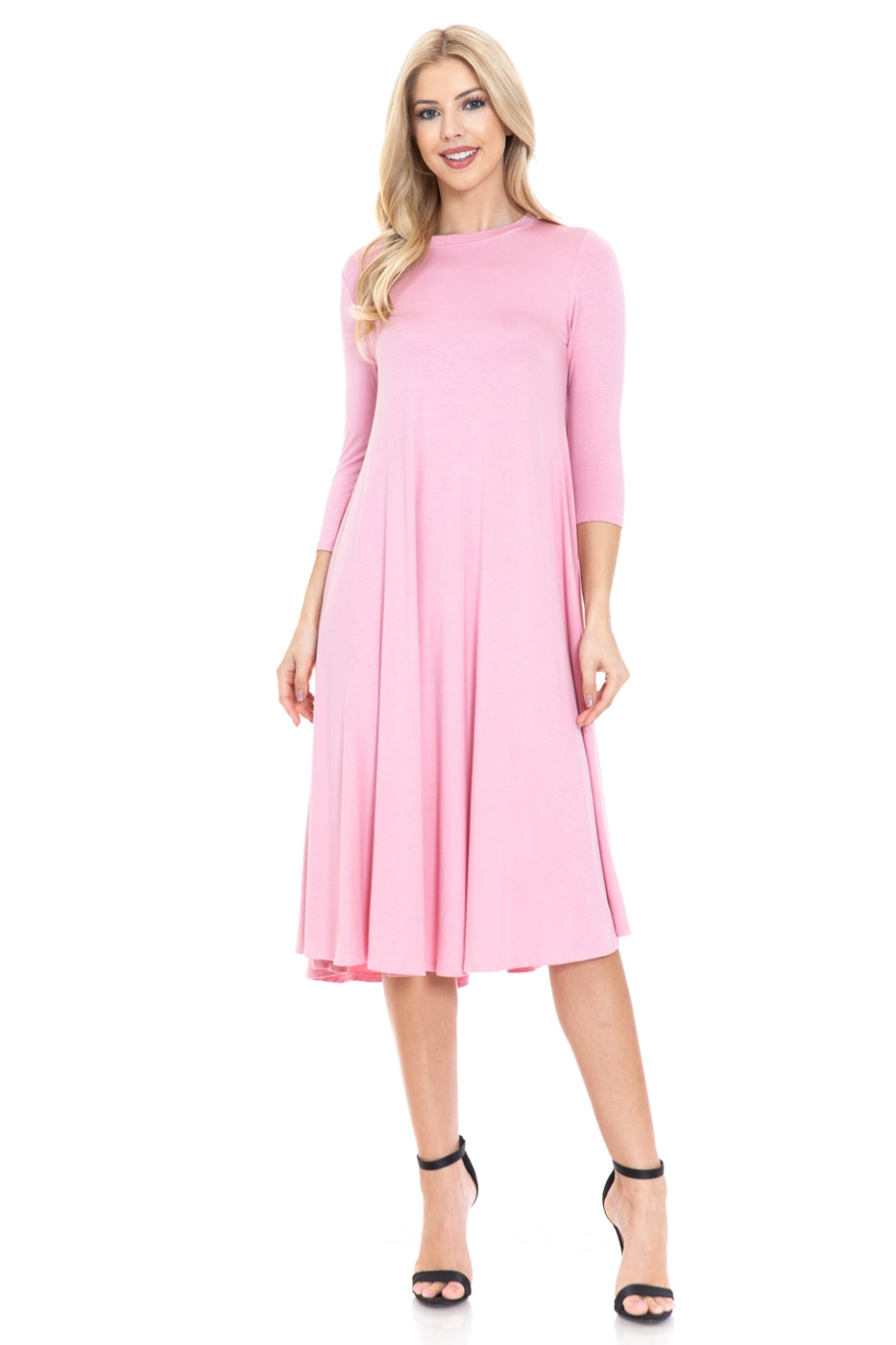 Maternity midi-length swing dress