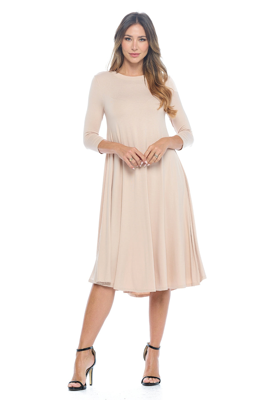 Maternity midi-length swing dress