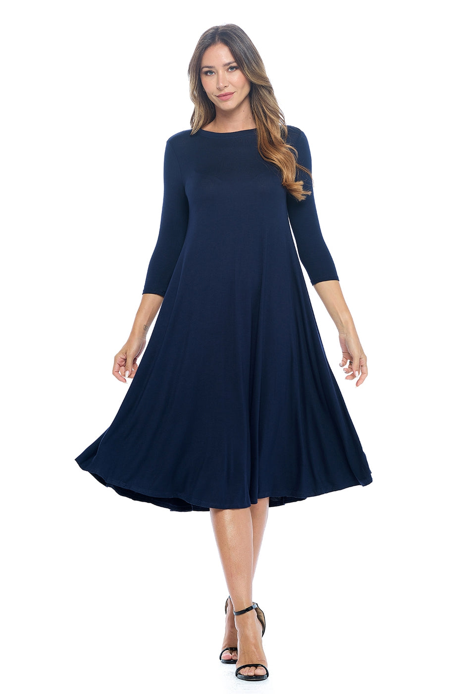 Maternity midi-length swing dress