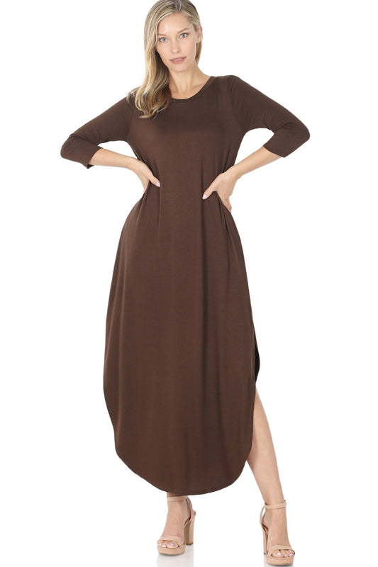 Round hem maxi dress with pockets