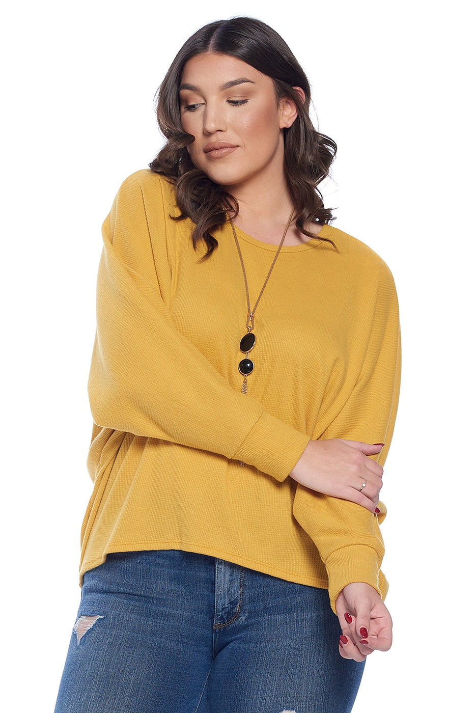 Waffle Dolman Sleeve Top Plus