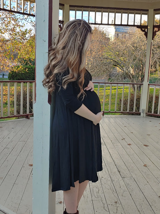 Maternity midi-length swing dress