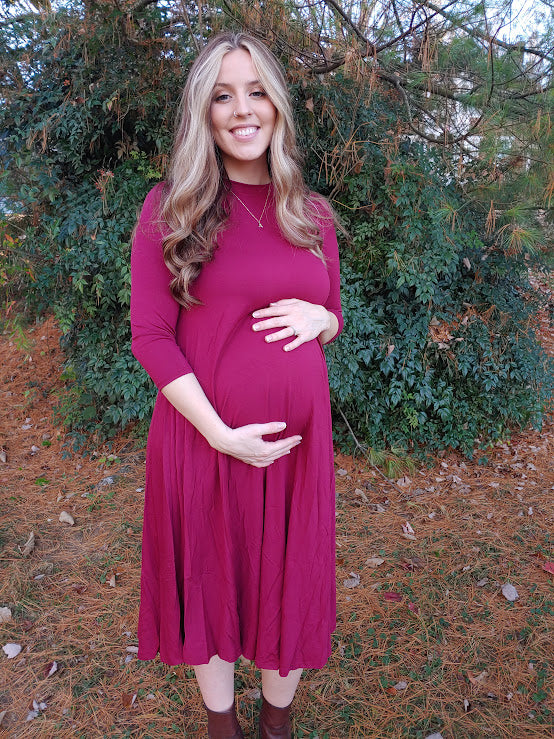 Maternity midi-length swing dress